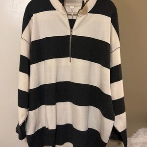 NWT Free People Coastal Stripe Pullover in Carbon Champagne Size Small